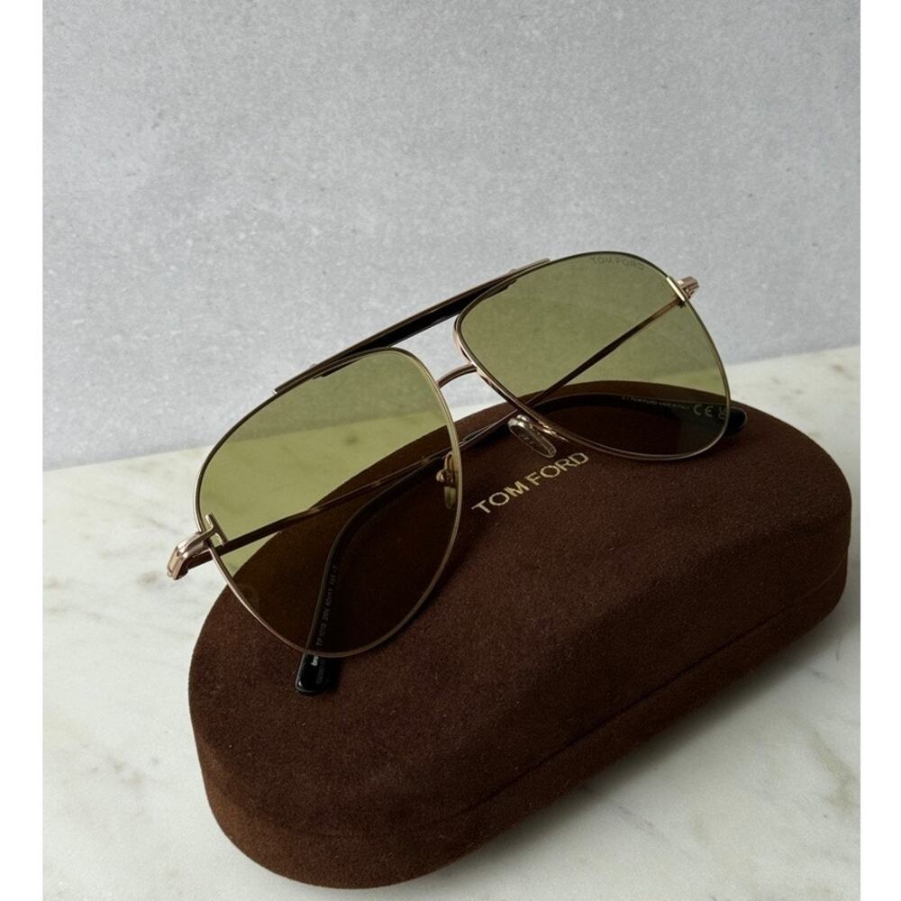 Copied - NEW Tom Ford FT1018 Brady Aviator Sunglasses Gold Grey $475